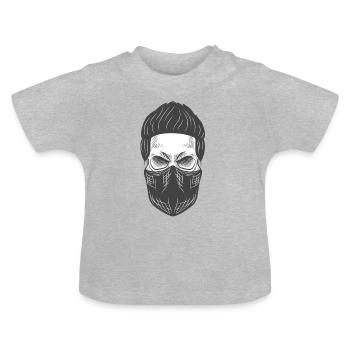 Gangster Bandit Skull - Baby Organic T-Shirt with Round Neck - heather grey - Front
