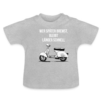 Motorroller Moped - Baby Bio-T-Shirt mit Rundhals - Grau meliert - Vorne