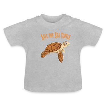 Wasserschildkröte Schildkröte Urlaub Seychellen - Baby Bio-T-Shirt mit Rundhals - Grau meliert - Vorne