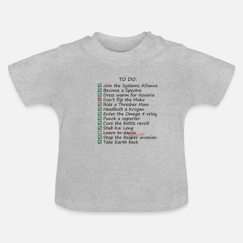 Commander Shepards To-Do List - T-shirt bio col rond Bébé - gris chiné