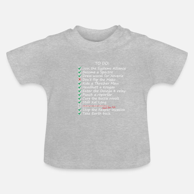Commander Shepards To-Do List - T-shirt bio col rond Bébé - gris chiné
