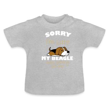 beagle - Baby Organic T-Shirt with Round Neck - heather grey - Front