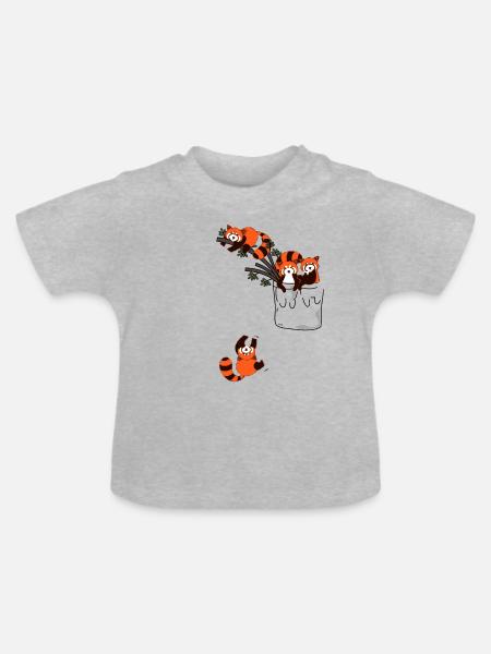 czerwona panda - Ekologisk T-shirt med rund hals baby - gråmelerad