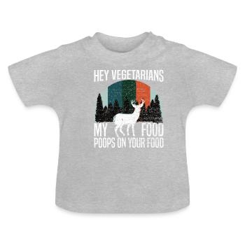 Anti Vegetarier Fleischesser Geschenk - Baby Bio-T-Shirt mit Rundhals - Grau meliert - Vorne