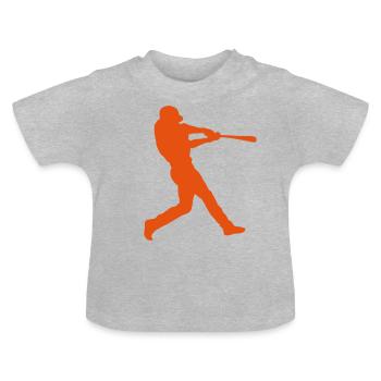baseball batte frappe silhouette - T-shirt bio col rond Bébé - gris chiné - Devant