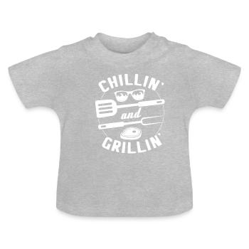 BBQ Grillen Griller Grillkönig Grillsaison Chillen - Baby Bio-T-Shirt mit Rundhals - Grau meliert - Vorne