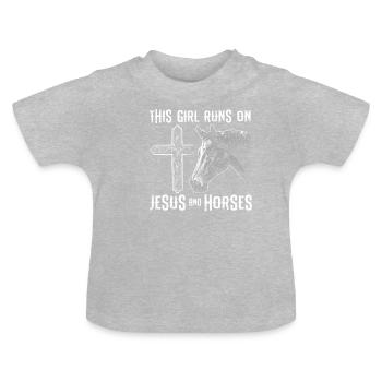 Jesus Horses Religious Horseman Christian Gift - Baby Organic T-Shirt with Round Neck - heather grey - Front