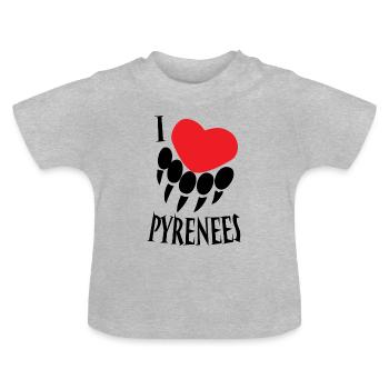 I love Pyrenees - Baby Organic T-Shirt with Round Neck - heather grey - Front