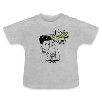 Power Frau Frauenpower Starke Frau Feministin - Baby Bio-T-Shirt mit Rundhals - Grau meliert - Vorne