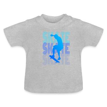 front 1050 Skateboarder Silhoutte Typografie Sk8er - Baby Bio-T-Shirt mit Rundhals - Grau meliert - Vorne