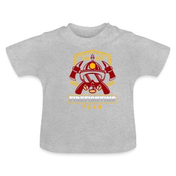 Pompier pompier pompier pompier - T-shirt bio col rond Bébé - gris chiné - Devant