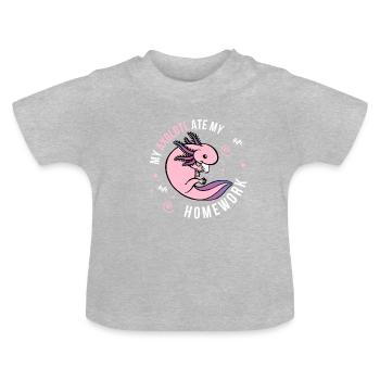 Axolotl étudiant écolière inscription école primaire - T-shirt bio col rond Bébé - gris chiné - Devant