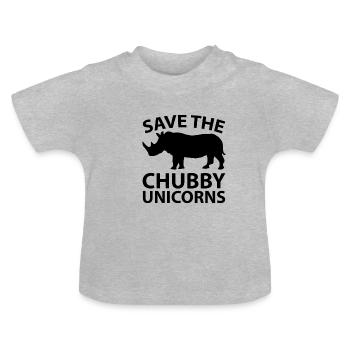 Save the chubby unicorns - Baby Organic T-Shirt with Round Neck - heather grey - Front