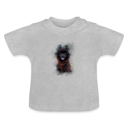 Dipinto del cucciolo di chow chow nero -di- Wyll-Fryd - Maglietta ecologica con scollo rotondo per neonato