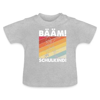 BÄÄM SCHULKIND - Schulkind Schulanfang Grundschule - Baby Bio-T-Shirt mit Rundhals - Grau meliert - Vorne