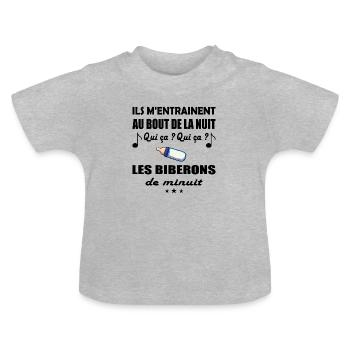 Ils m'entrainent au bout de la nuit body bébé - T-shirt bio col rond Bébé - gris chiné - Devant