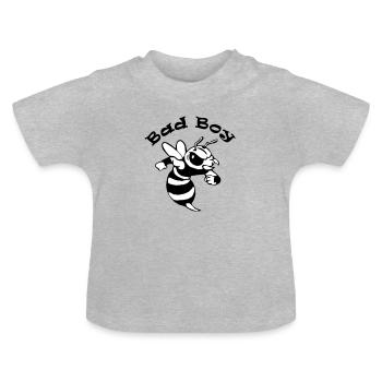 Saying "Bad Boy" with a cool comic bee - Baby Organic T-Shirt with Round Neck - heather grey - Front