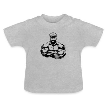 Strong Captain - Baby Organic T-Shirt with Round Neck - heather grey - Front