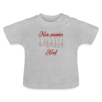 Mon premier noël cadeau bébé cadeau parents - T-shirt bio col rond Bébé - gris chiné - Devant