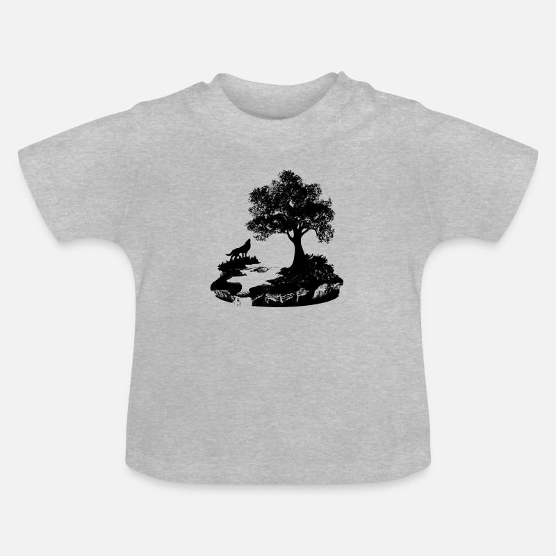 Loup - T-shirt bio col rond Bébé - gris chiné