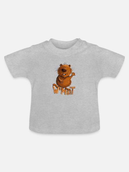 Kleiner Wombat - Baby Bio-T-Shirt mit Rundhals - Grau meliert