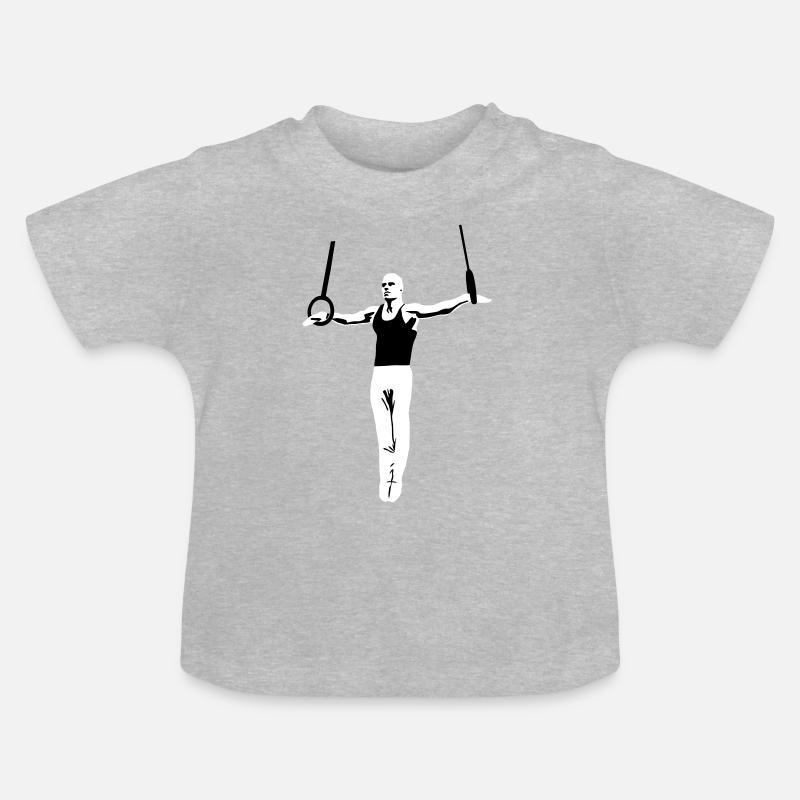 Ginnasti su anelli, Ginnastica - Ginnastica maschile - Maglietta ecologica con scollo rotondo per neonato - grigio melange