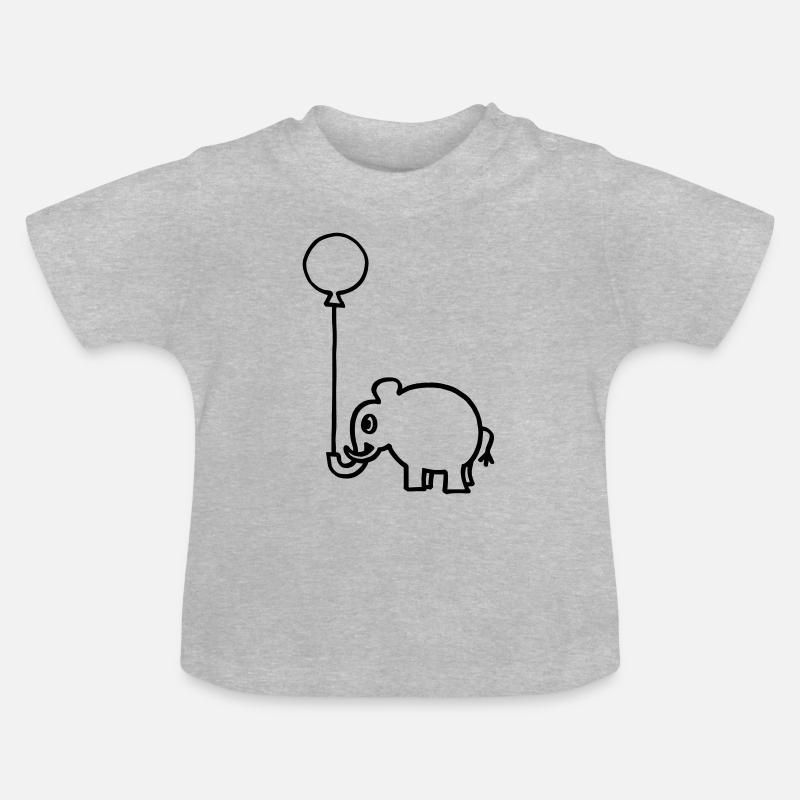 Éléphant avec ballon - T-shirt bio col rond Bébé - gris chiné