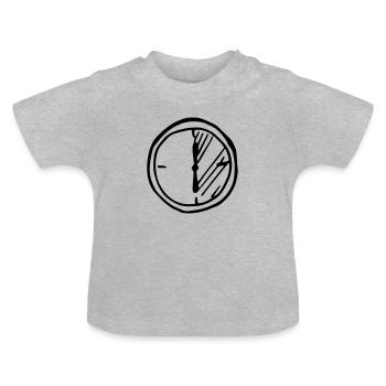 Uhr, halbe Std, , schnell, langsam, Stoppuhr, - Baby Bio-T-Shirt mit Rundhals - Grau meliert - Vorne