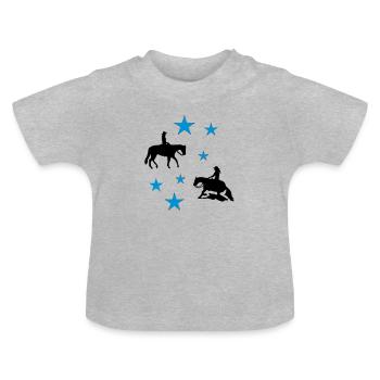 Plaisir & Reining étoiles - T-shirt bio col rond Bébé - gris chiné - Devant