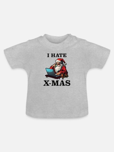 Tech-Weihnachtsmann hasst Weihnachten - Baby Bio-T-Shirt mit Rundhals - Grau meliert