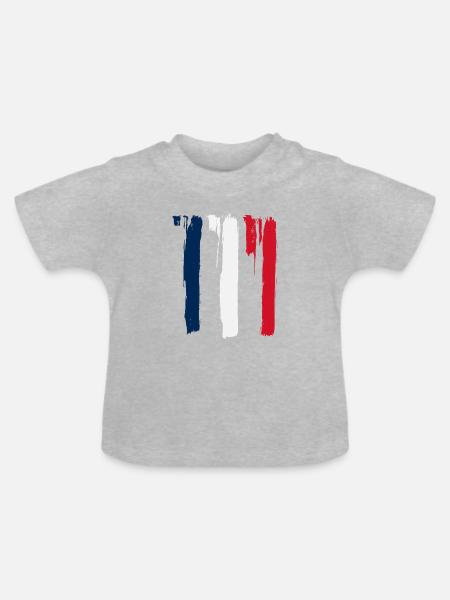 Frankreich Streifen - Baby Bio-T-Shirt mit Rundhals - Grau meliert