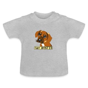 Jagdhund - Baby Bio-T-Shirt mit Rundhals - Grau meliert - Vorne