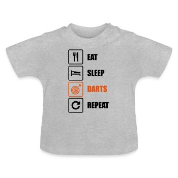 Eat. Sleep. Darts. Repeat - Baby Bio-T-Shirt mit Rundhals - Grau meliert - Vorne