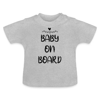 Bébé à bord Coeur - T-shirt bio col rond Bébé - gris chiné - Devant