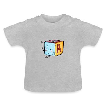 Cadeau de naissance Baby Playwfel - T-shirt bio col rond Bébé - gris chiné - Devant