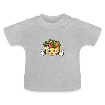 Salat Essen Feinschmecker Geschenk - Baby Bio-T-Shirt mit Rundhals - Grau meliert - Vorne