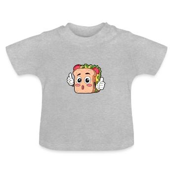 Sandwich Food Gourmet Gift - Baby Organic T-Shirt with Round Neck - heather grey - Front