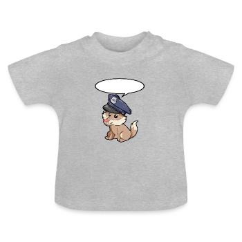 Policeman Wolf - Baby Organic T-Shirt with Round Neck - heather grey - Front