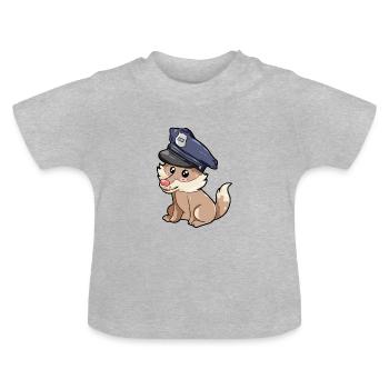 Policeman Wolf - Baby Organic T-Shirt with Round Neck - heather grey - Front