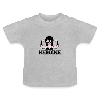 Heroine Heldin Cartoon Comic Power - Baby Organic T-Shirt with Round Neck - heather grey - Front
