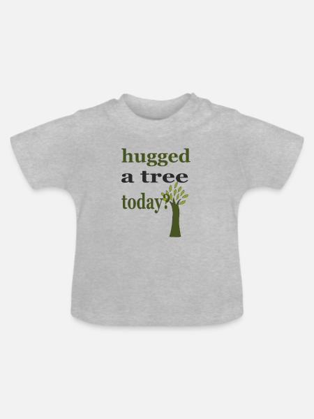 hugged a tree - Baby Bio-T-Shirt mit Rundhals - Grau meliert
