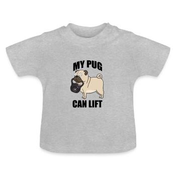 Mein Hund kann im Fitnessstudio Gewichte heben - Baby Bio-T-Shirt mit Rundhals - Grau meliert - Vorne