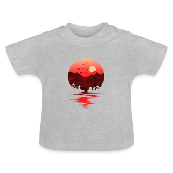 Blutiger Halloween-Mond - Baby Bio-T-Shirt mit Rundhals - Grau meliert - Vorne