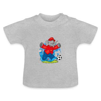 Benjamin Blümchen spielt Fußball - Baby Bio-T-Shirt mit Rundhals - Grau meliert - Vorne