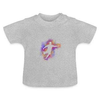 Fußball bunt - Baby Bio-T-Shirt mit Rundhals - Grau meliert - Vorne