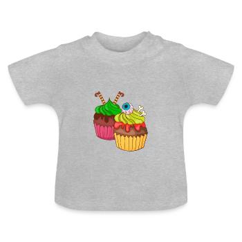 Gâteau au muffin Halloween - T-shirt bio col rond Bébé - gris chiné - Devant