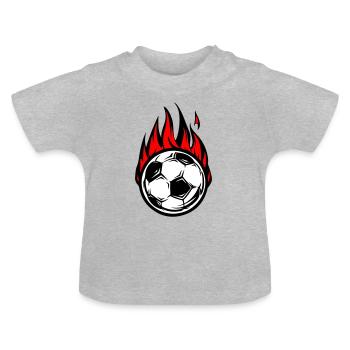 Fussball Brennt Feuer - Baby Bio-T-Shirt mit Rundhals - Grau meliert - Vorne