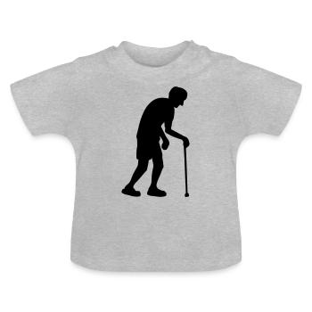 Silhouette von Grossvater - Baby Bio-T-Shirt mit Rundhals - Grau meliert - Vorne