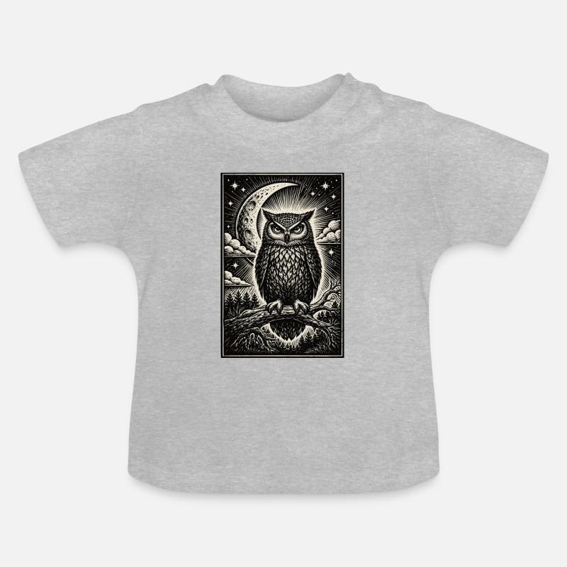 Mystische Eule - Baby Bio-T-Shirt mit Rundhals - Grau meliert