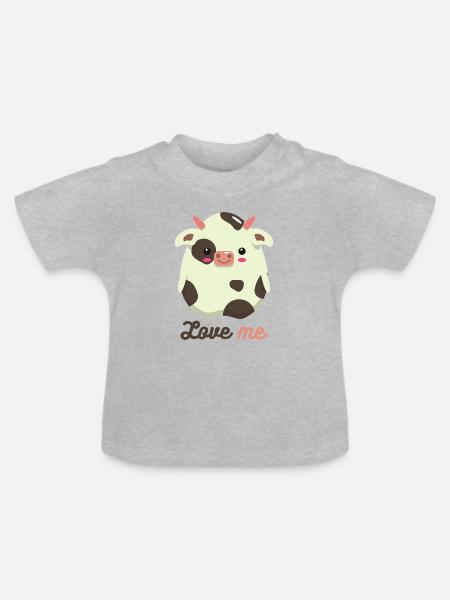 Kuh - Baby Bio-T-Shirt mit Rundhals - Grau meliert